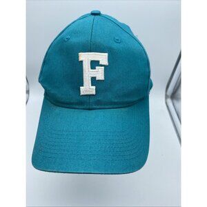 Teal Blue Hat White F Baseball Cap Hat Snap-back OSFM Vintage